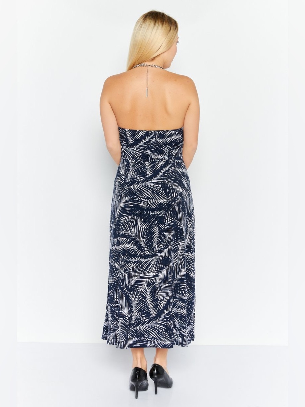 MK Palm-Print Halter Midi Dress (S) - Picture 3 of 12